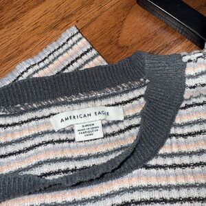 American Eagle Gray and Pink Striped Knit